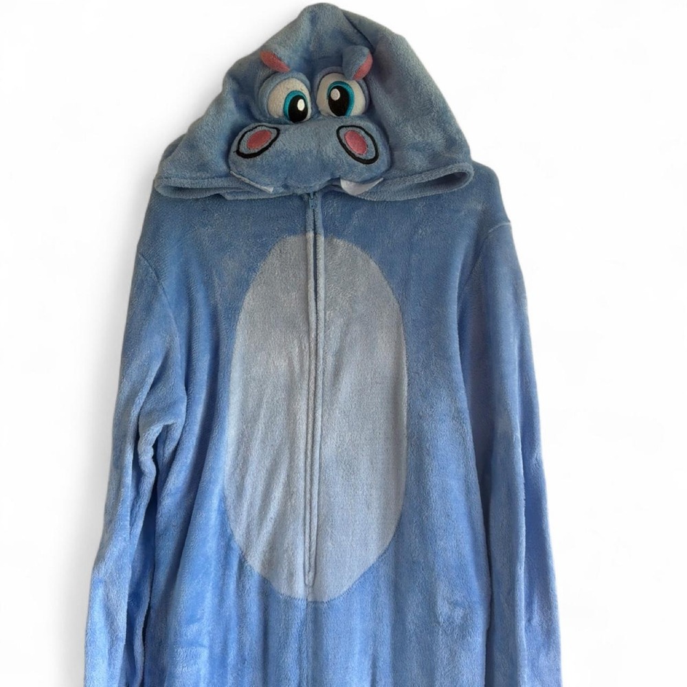 Blue Hippo Onsie Adult Size XL w/ Hood & Tail